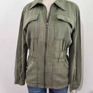 Knox Rose Khaki Women's Utility Jacket Full Zip Pockets